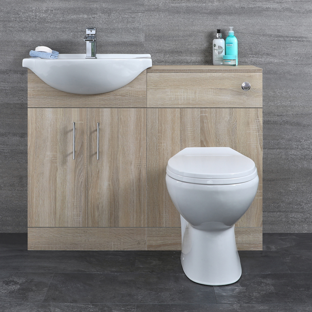 Meuble Lavabo Toilette WC 51x78x30cm Classic Oak