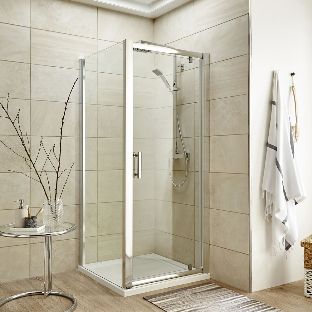 Cabine de douche porte pivotante & receveur 90cm