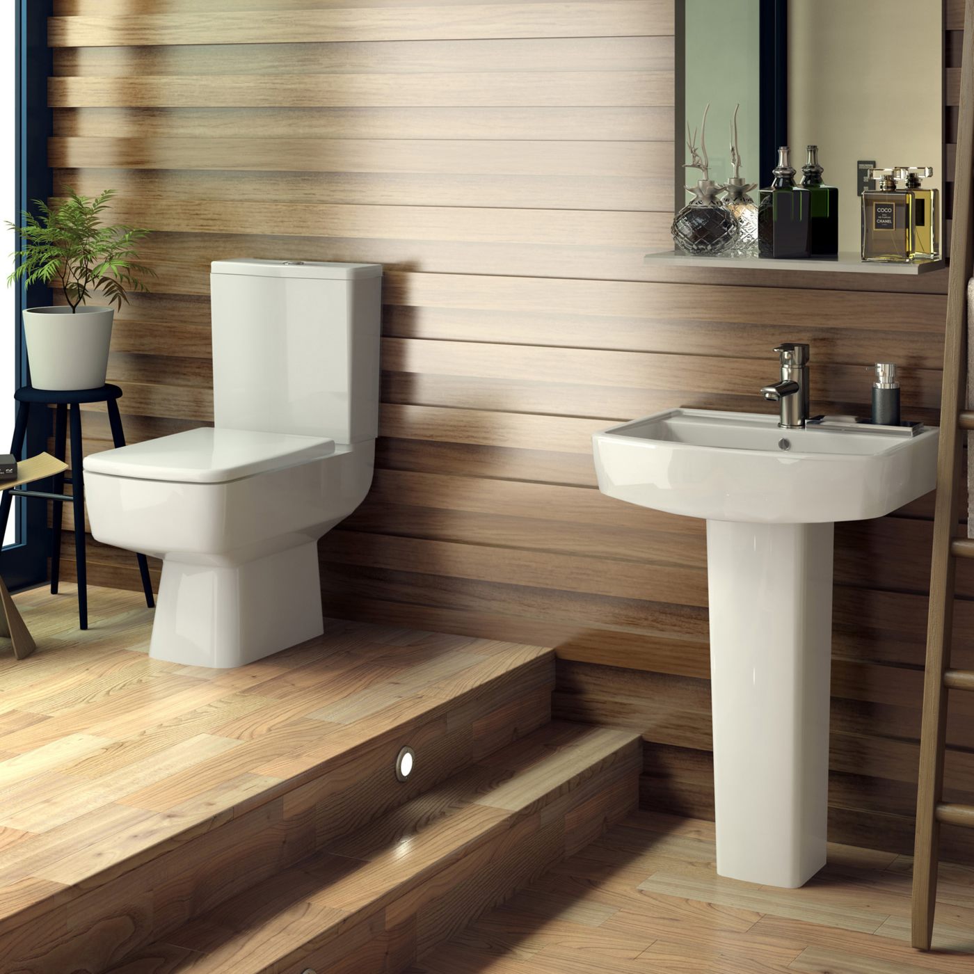 Ensemble lavabo sur colonne 52cm & WC Bliss