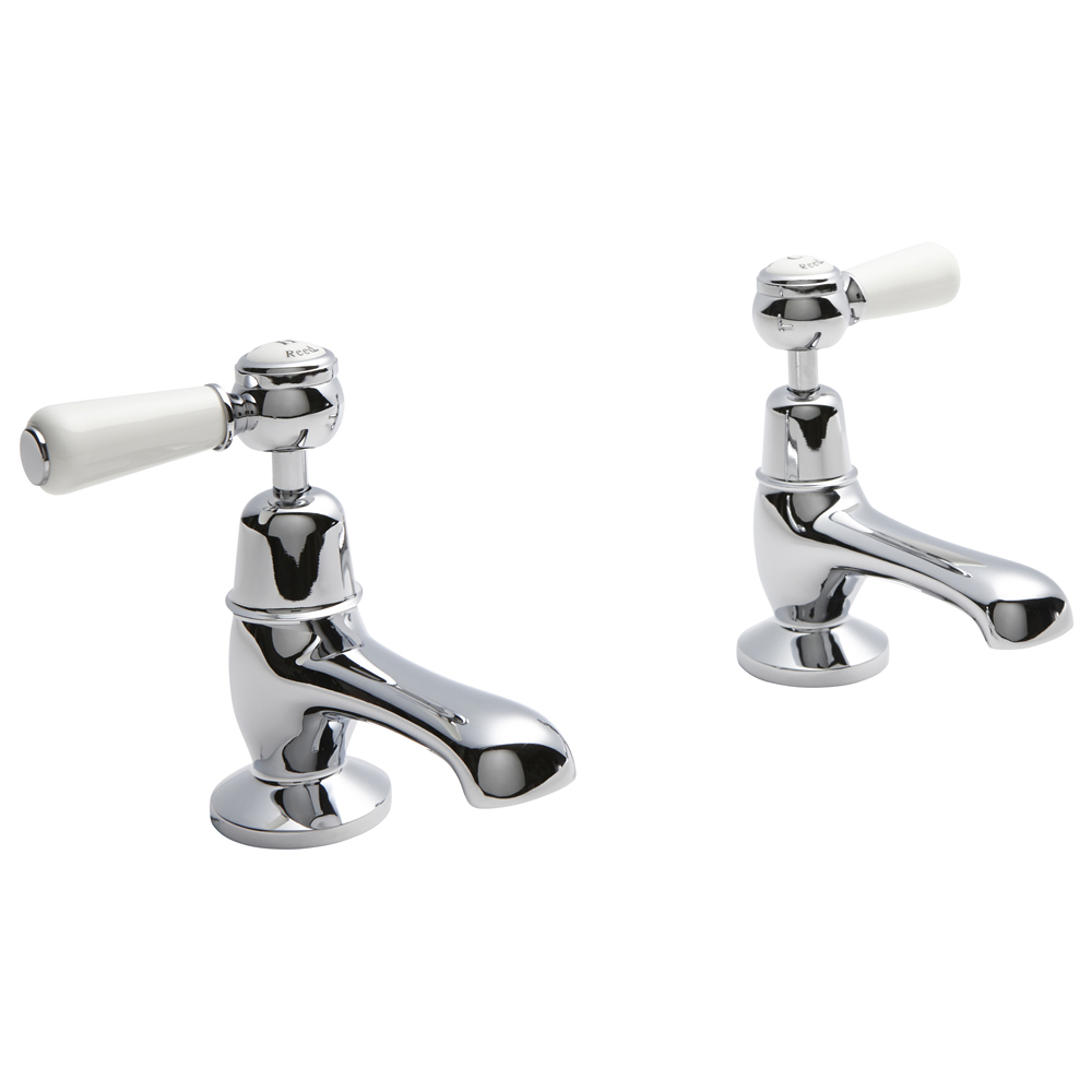 Robinet lavabo Rétro - Blanc & Chrome - Topaz