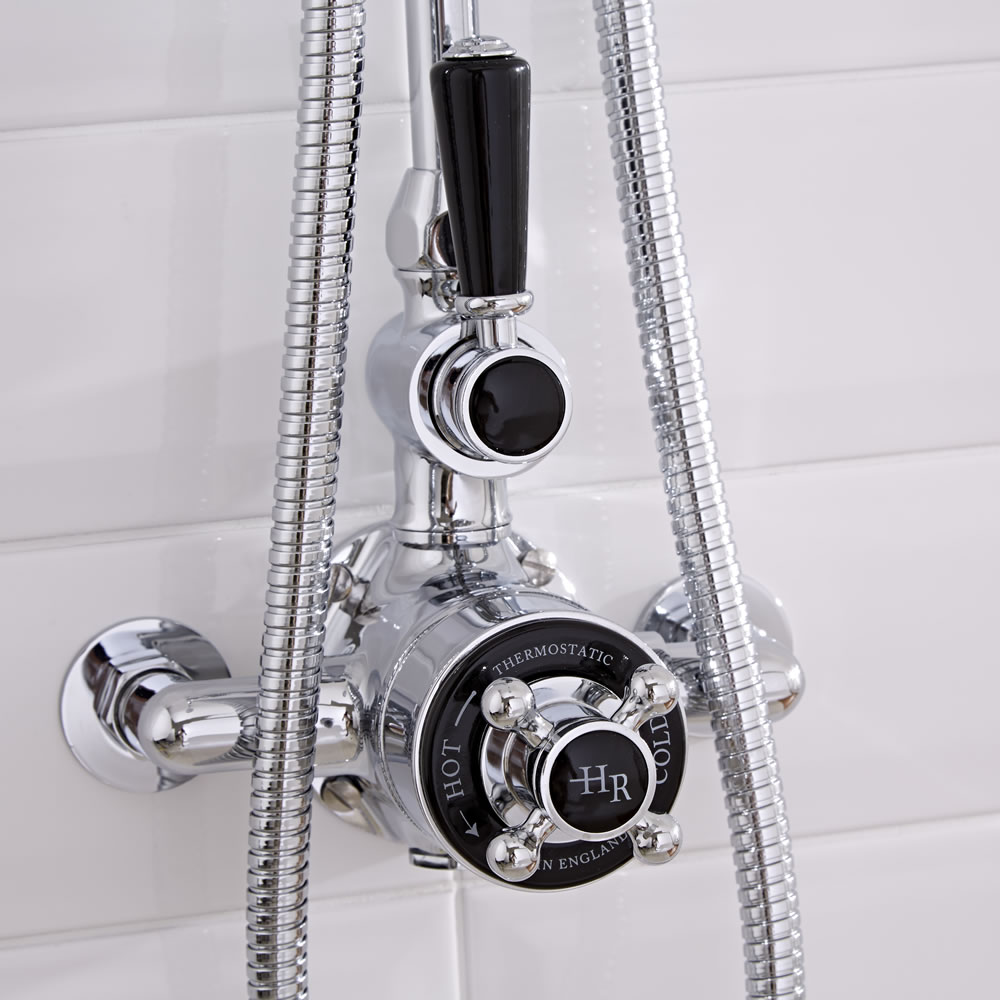 Mitigeur Thermostatique Douche Rétro chrome & noir 1 fonction