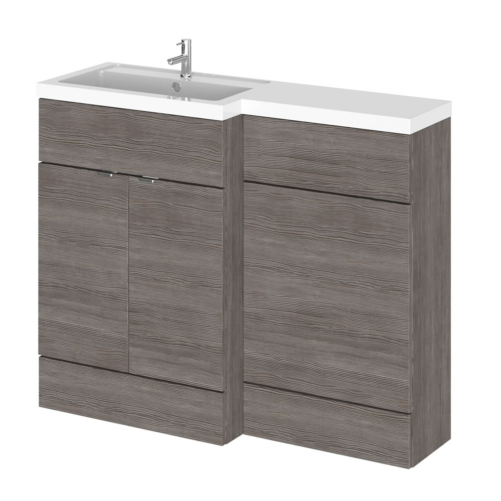 Meuble-lavabo wengé gris brun 110 x 86.4 x 35.5cm Version gauche