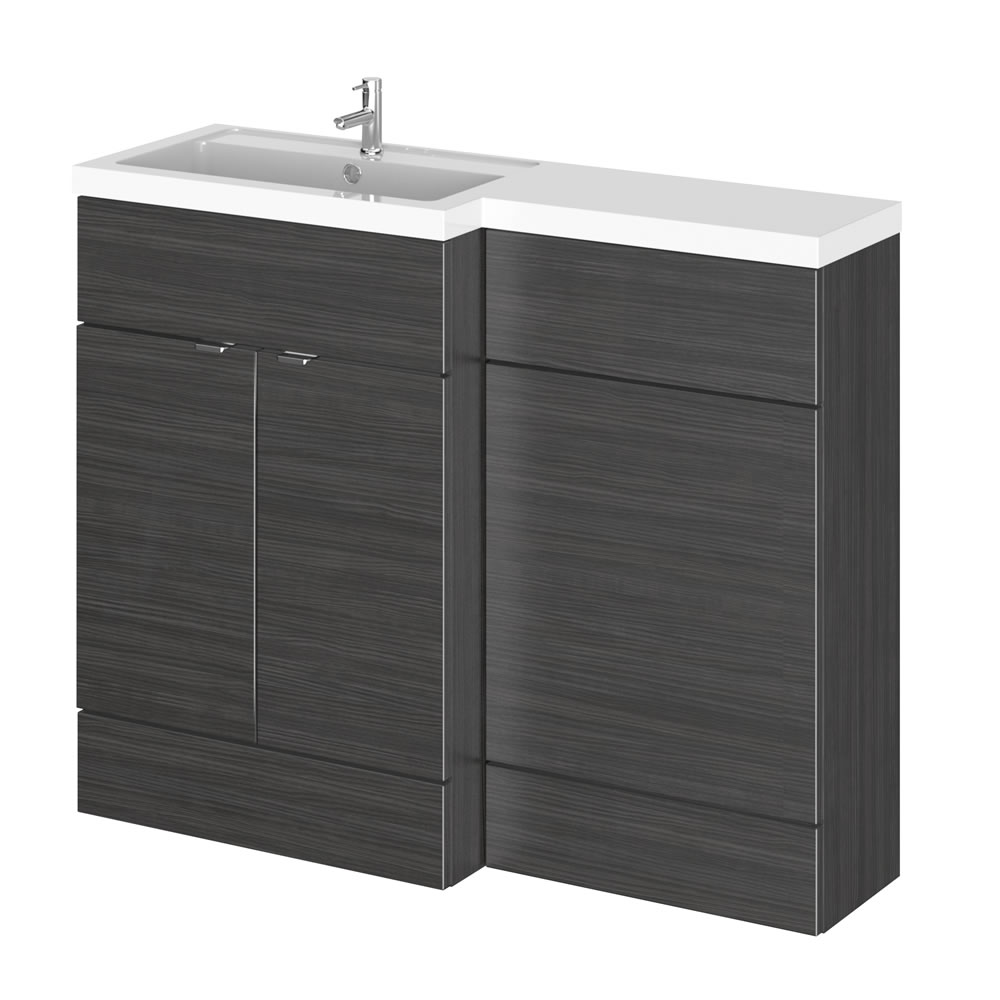 Meuble-lavabo noir wengé 110 x 86.4 x 35.5cm Version gauche