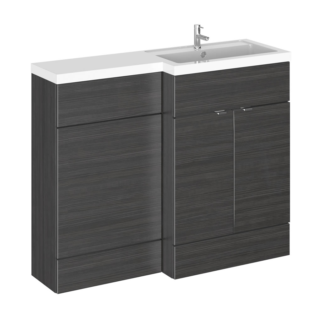 Meuble-lavabo noir wengé 110 x 86.4 x 35.5cm Version droite