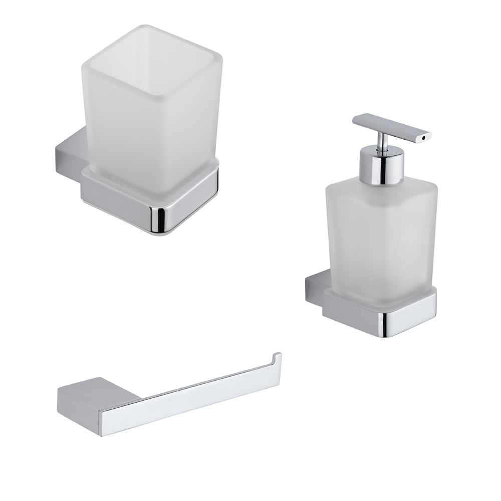 Ensemble de 3 Accessoires de Salle de Bains Liso - Alliage de Zinc - Finition Chromée