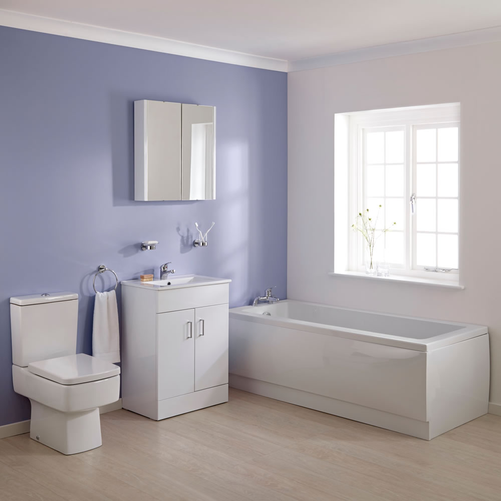 Ensemble baignoire 170x70x38cm meuble-lavabo & toilette WC Bliss