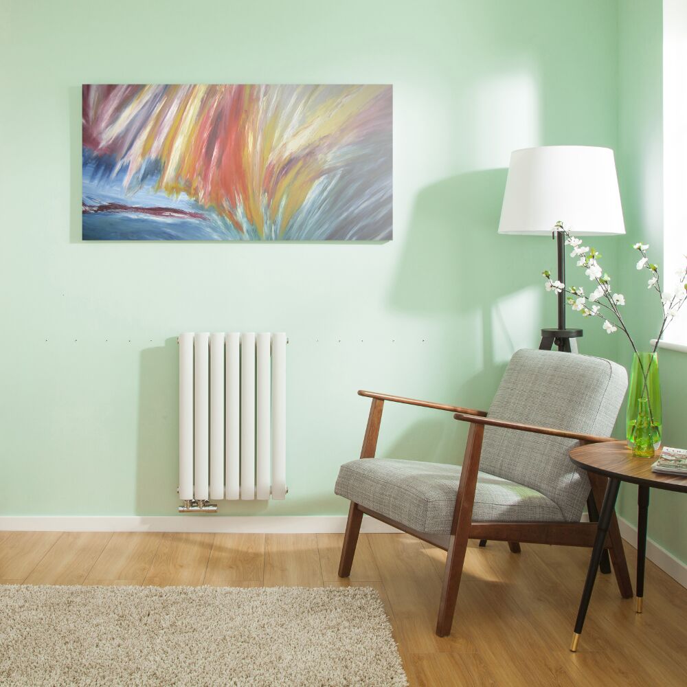 Radiateur Design Horizontal Raccordement Central Blanc Vitality Caldae 63,5cm x 41,5cm x 7,8cm 729 Watts