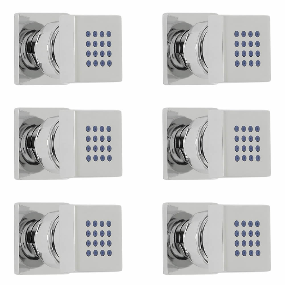 Lot de 6 Buses Hydromassantes en Laiton Massif Chromé - Square