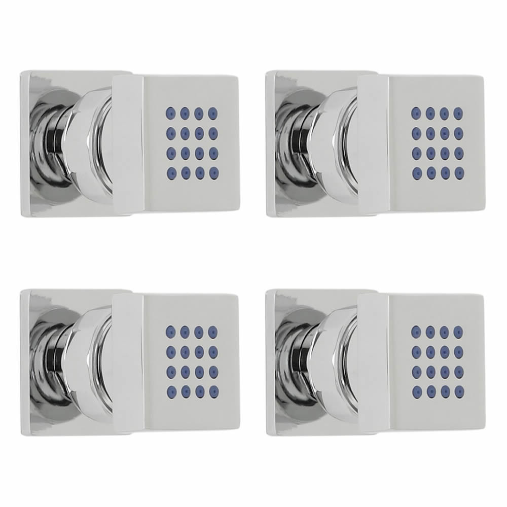 Lot de 4 Buses Hydromassantes en Laiton Massif Chromé - Square