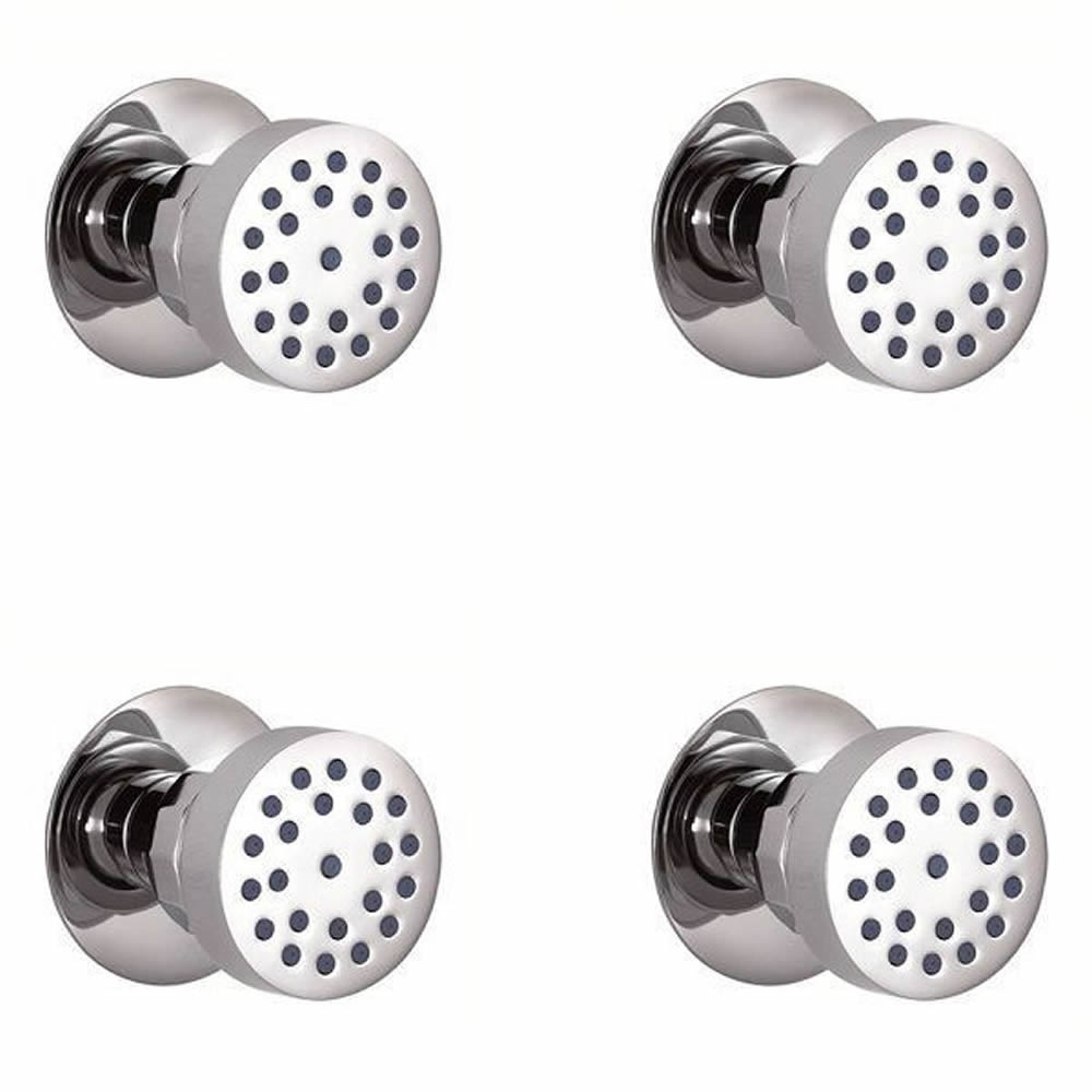 Lot de 4 Buses Hydromassantes Rondes en Laiton Massif Chromé - Round