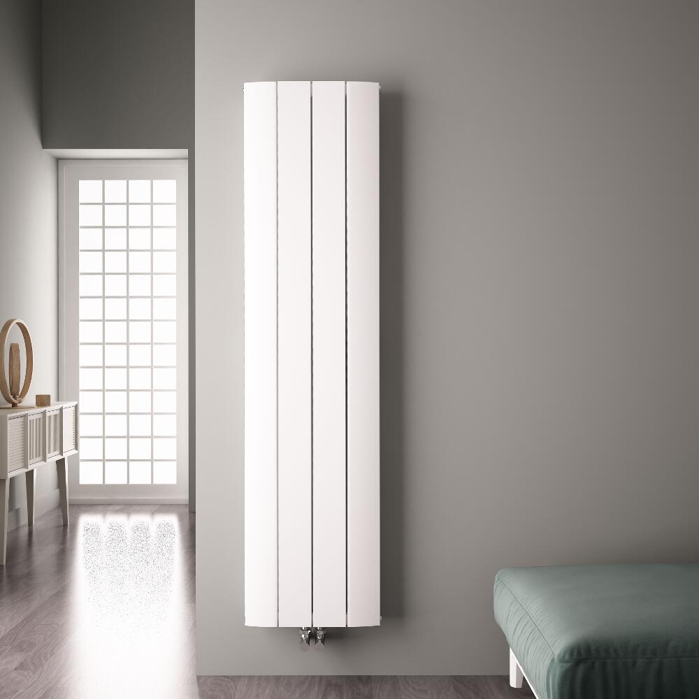 Radiateur Design Vertical Raccordement Central Aluminium Blanc Aurora 180cm x 37,5cm x 4,5cm 1535 Watts
