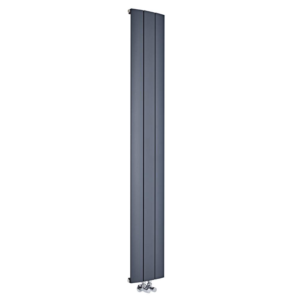 Radiateur Design Vertical Raccordement Central Aluminium Anthracite Aurora 180cm x 28cm x 4,6cm 1152 Watts