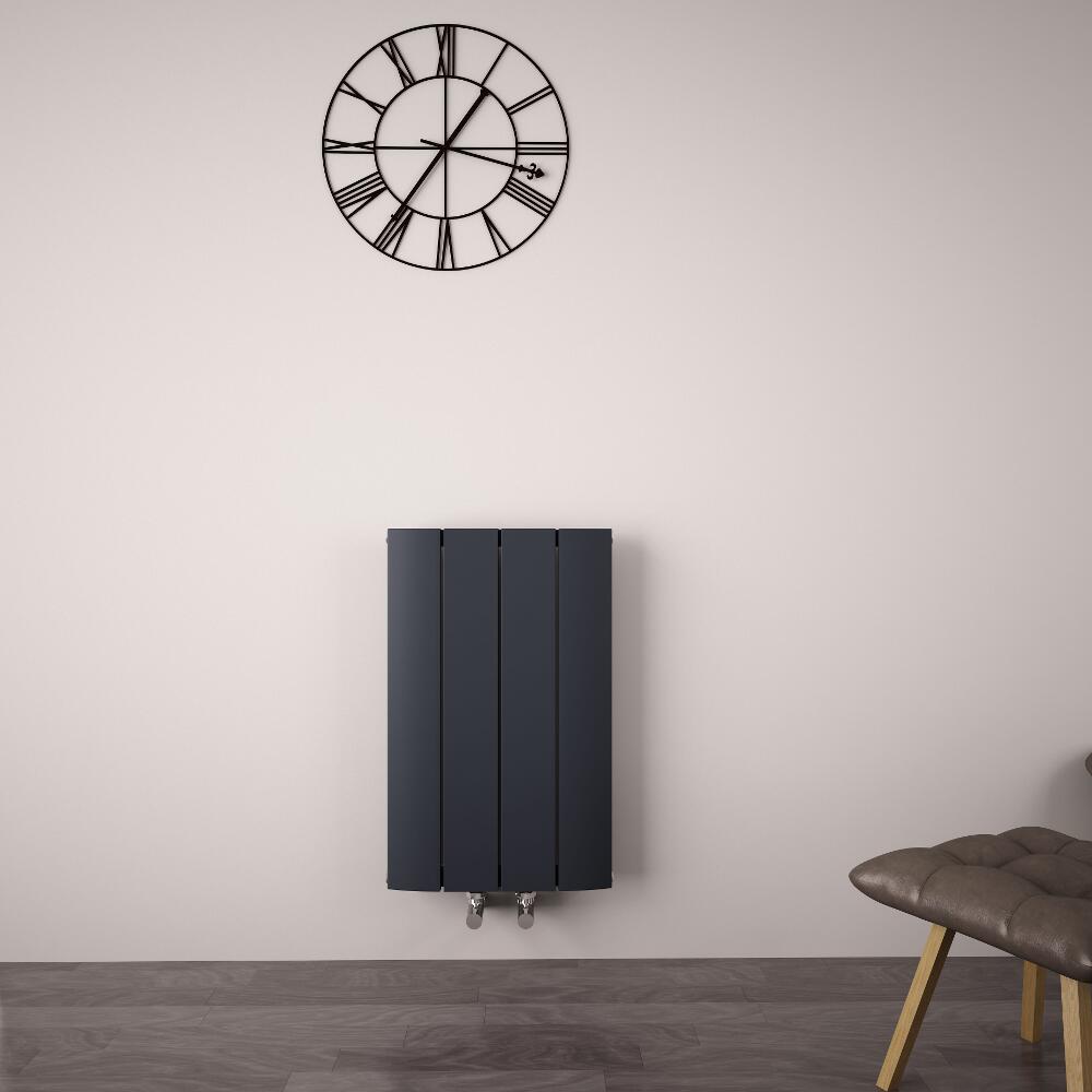 Radiateur Design Horizontal Raccordement Central Aluminium Anthracite Aurora 60cm x 37,5cm x 4,5cm 512 Watts