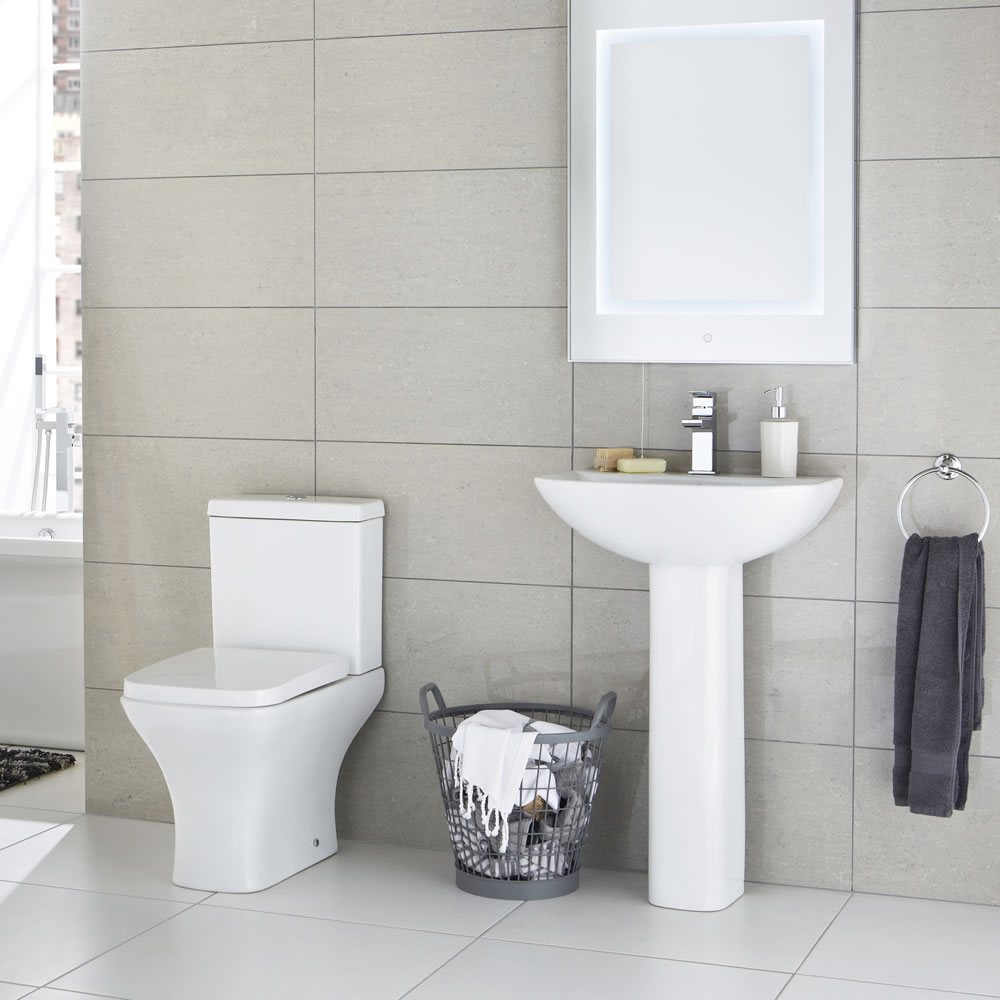 Lavabo sur colonne 55cm & WC Moderne