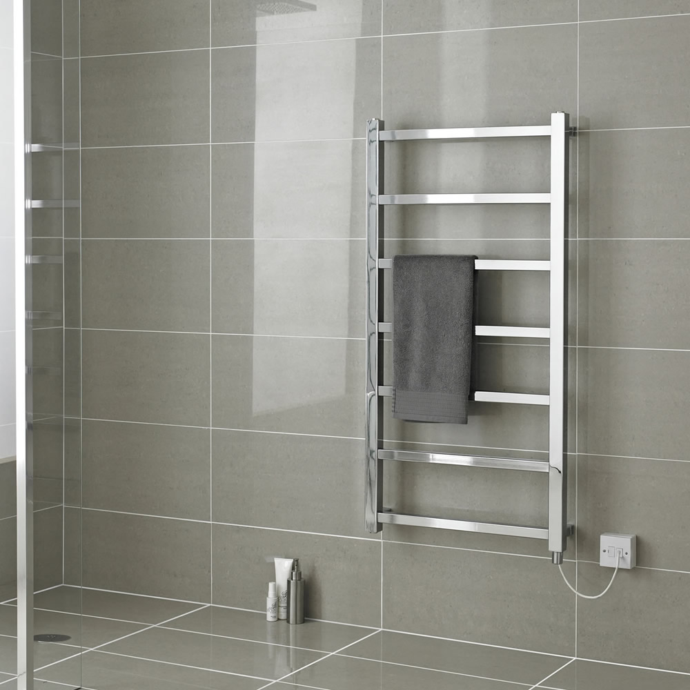 Sèche-Serviettes Électrique Chromé Eton 120cm x 45cm x 10,5cm