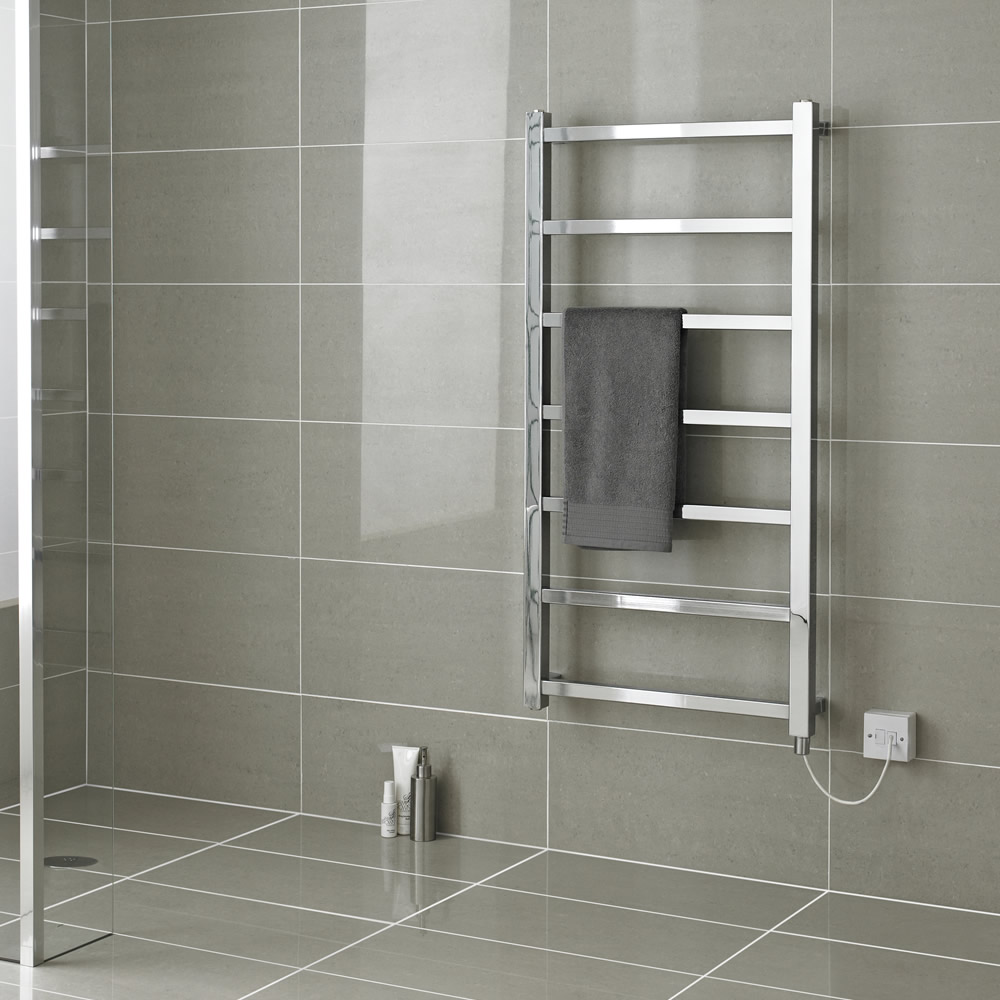 Sèche-Serviettes Électrique Chromé Eton 120cm x 60cm x 10,5cm
