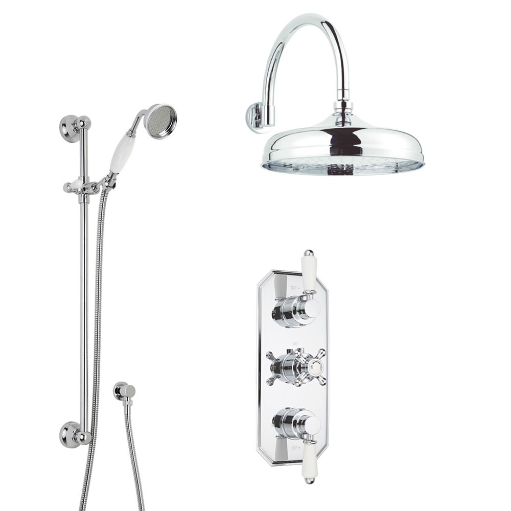 Douche Encastrable Thermostatique Rétro Pommeau Ø 30cm Mural & Douchette