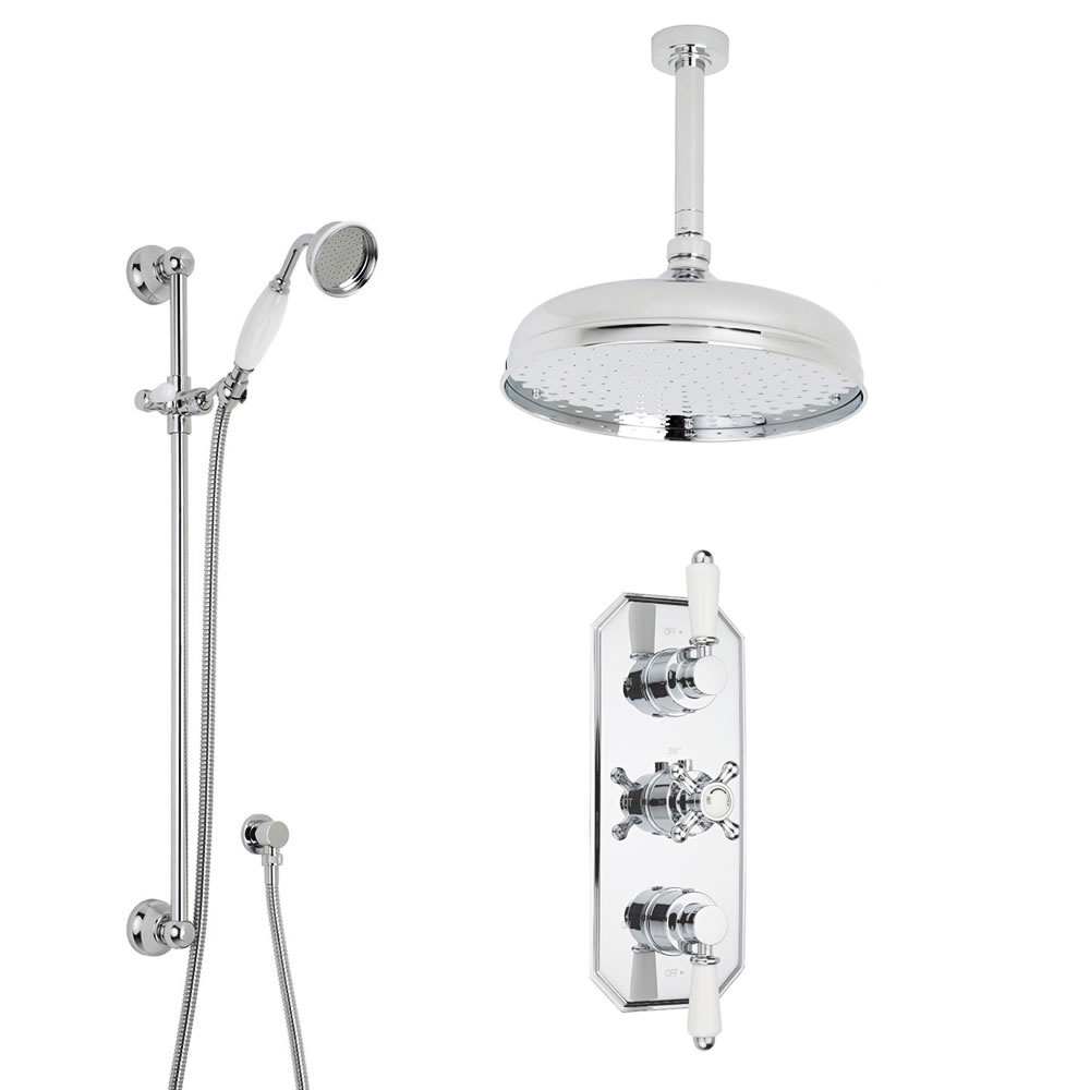 Douche & Pommeau Encastrable Plafond Rétro Ø 19cm & Douchette
