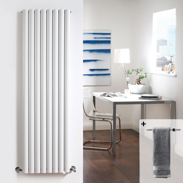 Radiateur Design Vertical Blanc Vitality 178cm x 47,2cm x 10,5cm 1868 Watts & Porte-serviettes