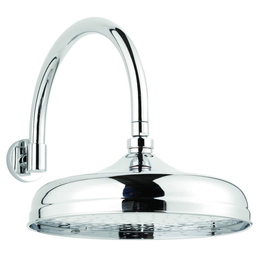 Tête traditionnelle orientable en laiton massif chromé - 30cm