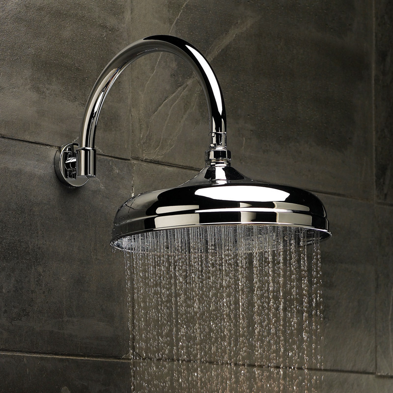 Tête traditionnelle orientable en laiton massif chromé - 30cm
