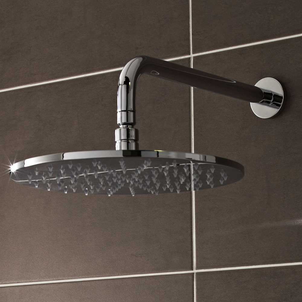 Pomme de douche ronde 30cm à LED avec bras de fixation