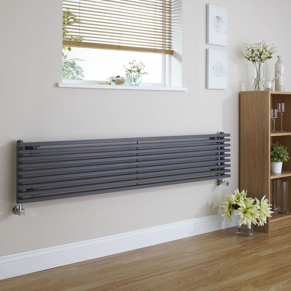 Radiateur Design Horizontal Anthracite Parallel 34,2cm x 178cm x 8,4cm 1227 Watts