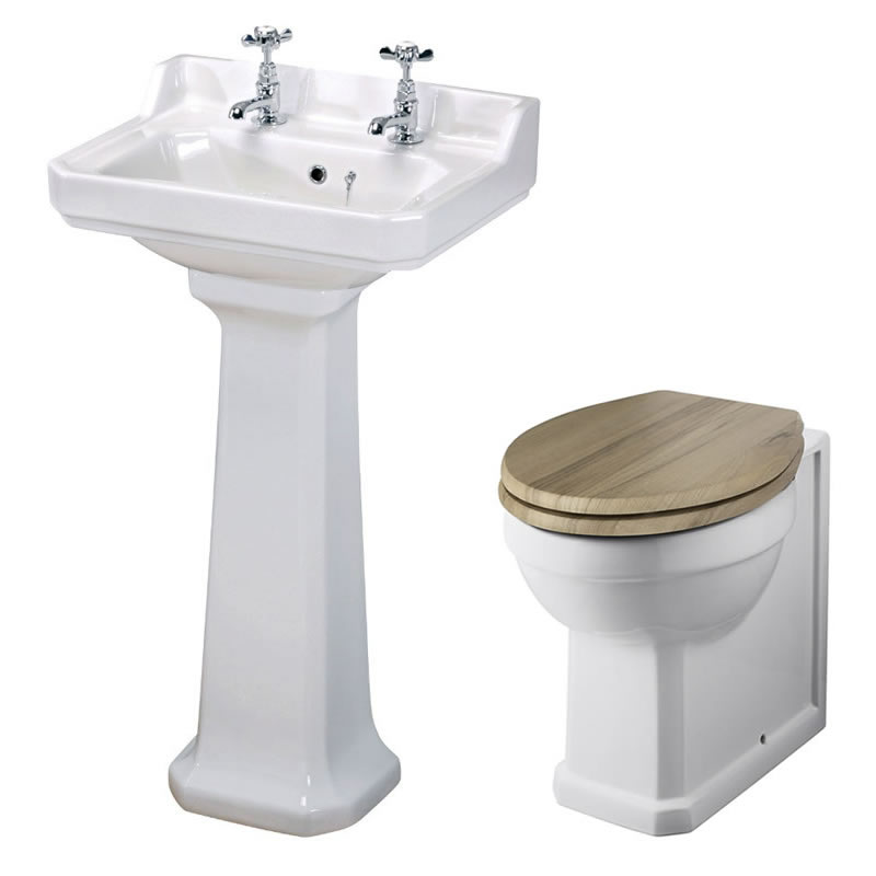 Lavabo 50cm & Cuvette WC Rétro - Choix d'abattant
