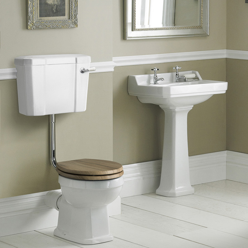 Lavabo sur colonne Rétro Carlton 59cm & WC Chasse demie haute & Choix d'abattant