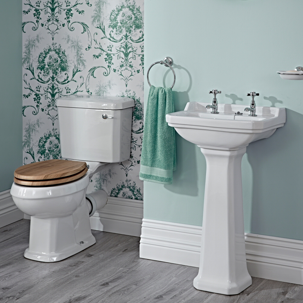 Lavabo sur pied 50cm & WC - Rétro Carlton - Choix d'abattant