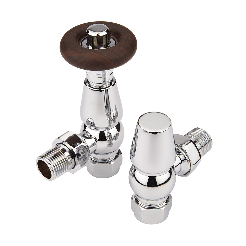 Robinets de radiateur d'angle thermostatiques - Effet bois