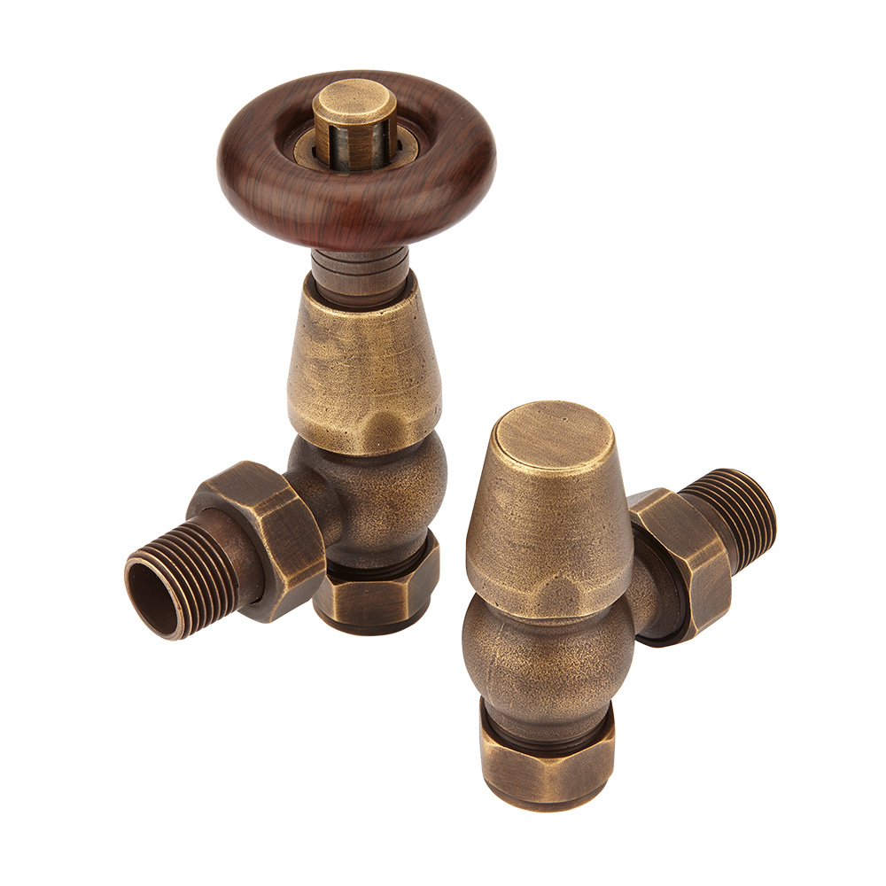Robinets de Radiateur d'angle thermostatique - Laiton vieilli