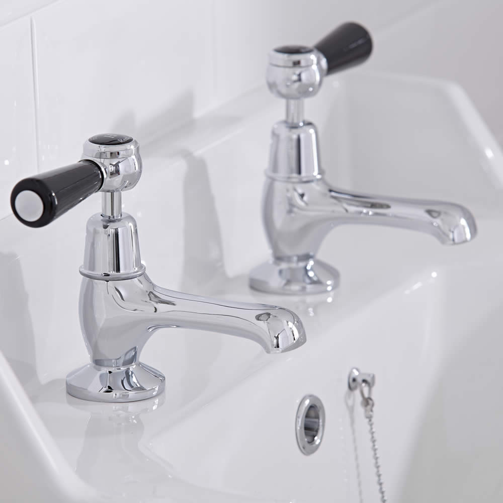 Robinet Lavabo Rétro à leviers chrome & noir Topaz
