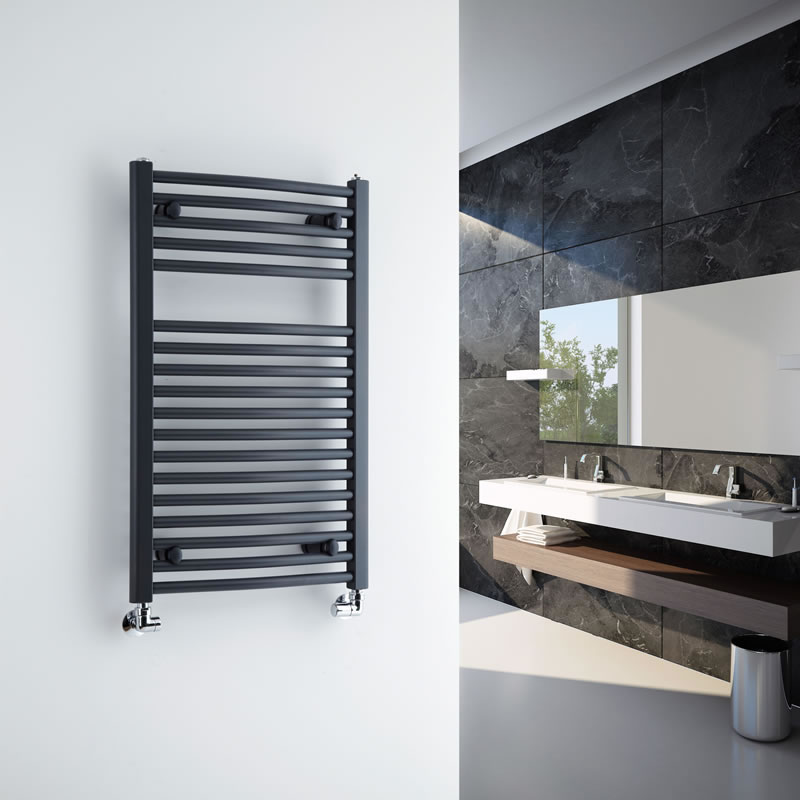 Sèche-Serviettes Incurvé Anthracite Loa 80cm x 50cm x 4,8cm 466 Watts