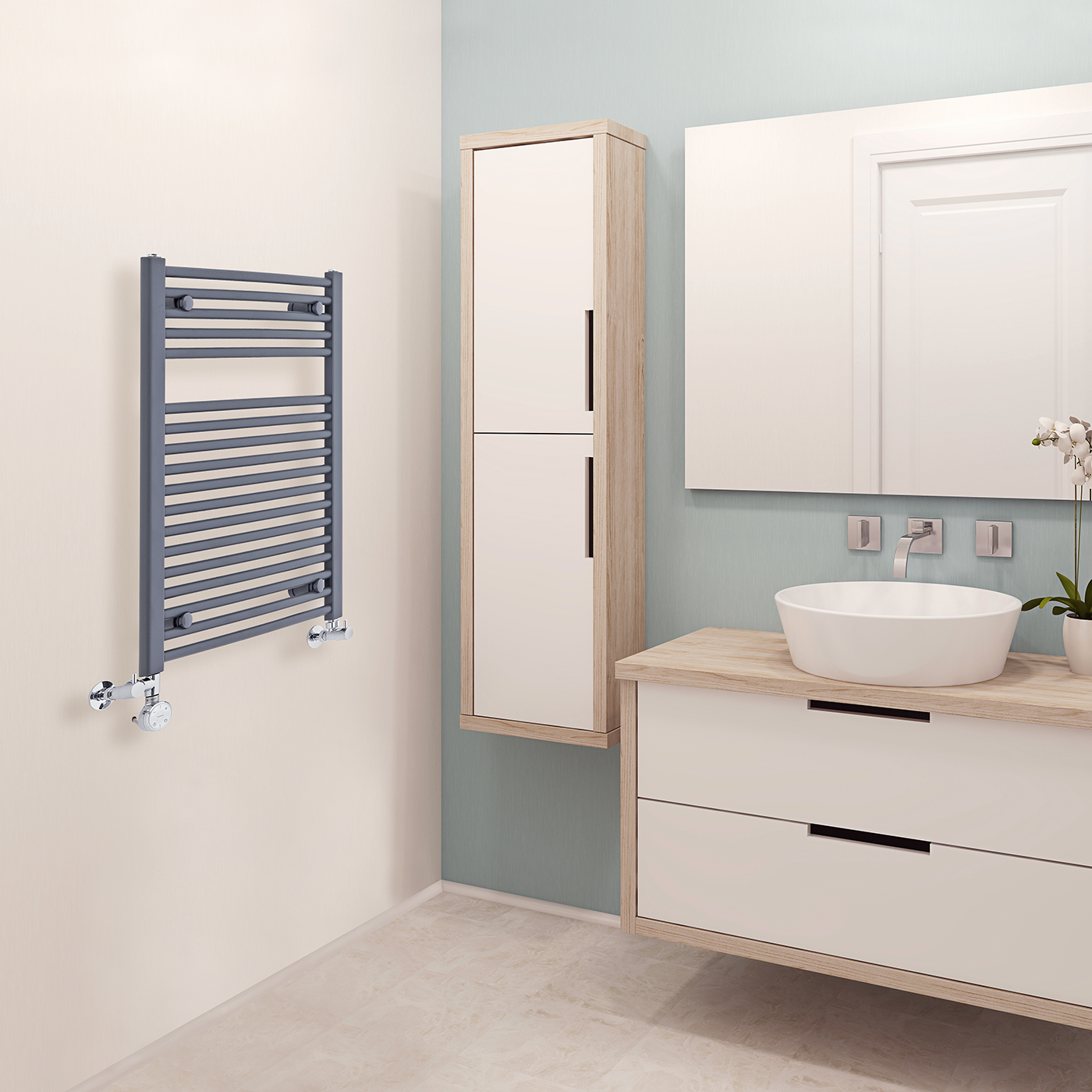Hudson Reed Sèche-Serviettes Mixte Incurvé Anthracite Loa 80cm x 50cm x 4,8cm 466 Watts