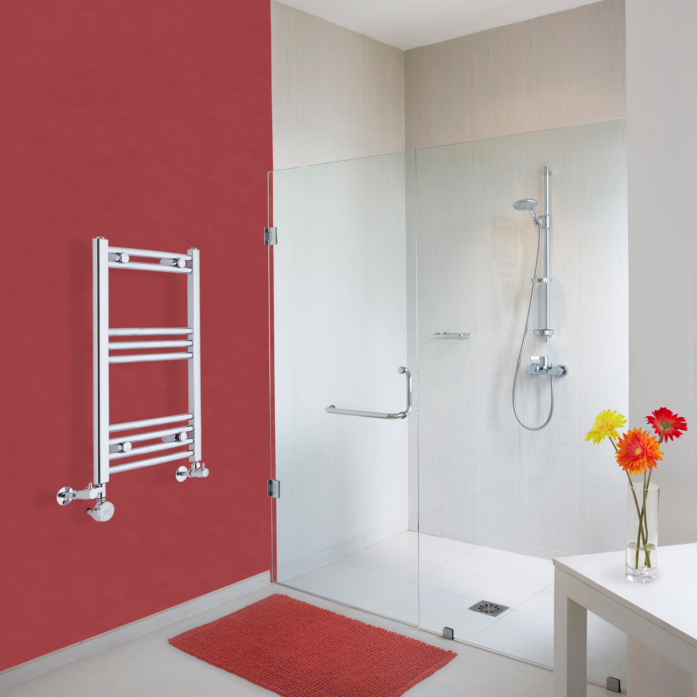 Hudson Reed Sèche-Serviettes Mixte Incurvé Chromé Ischia 70cm x 40cm x 3,8cm 187 Watts