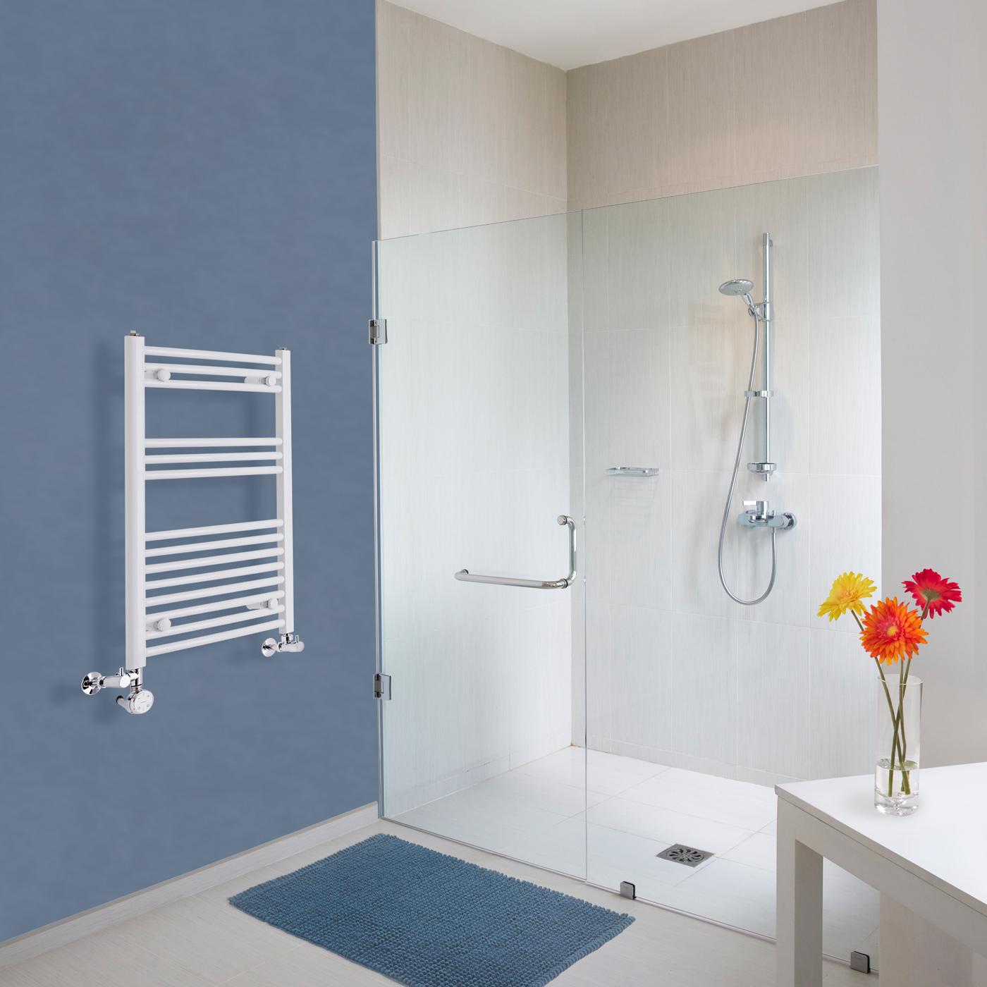 Hudson Reed Sèche-Serviettes Mixte Incurvé Blanc Etna 80cm x 50cm x 4,5cm 426 Watts