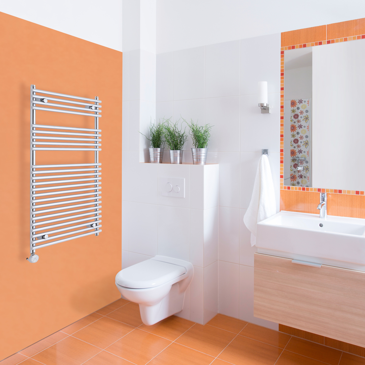 Sèche-Serviettes Électrique Chromé Ischia 115cm x 60cm x 8,4cm