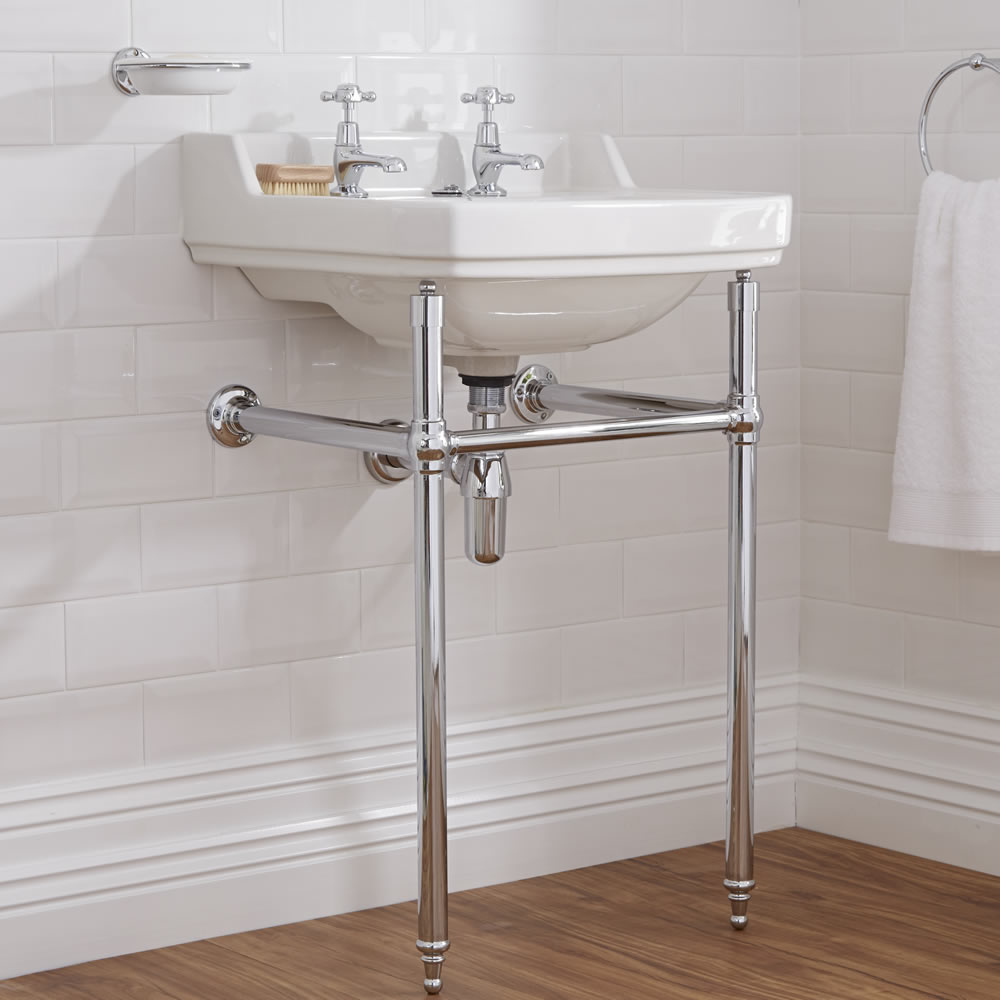 Lavabo rétro sur pied chromé 56cm Old London