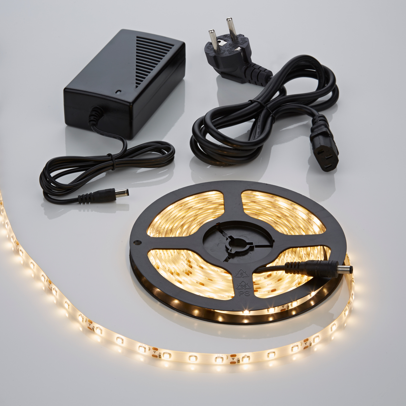Biard Bande lumineuse 5 mètres 300 LED étanche blanc chaud 3528 avec alimentation électrique