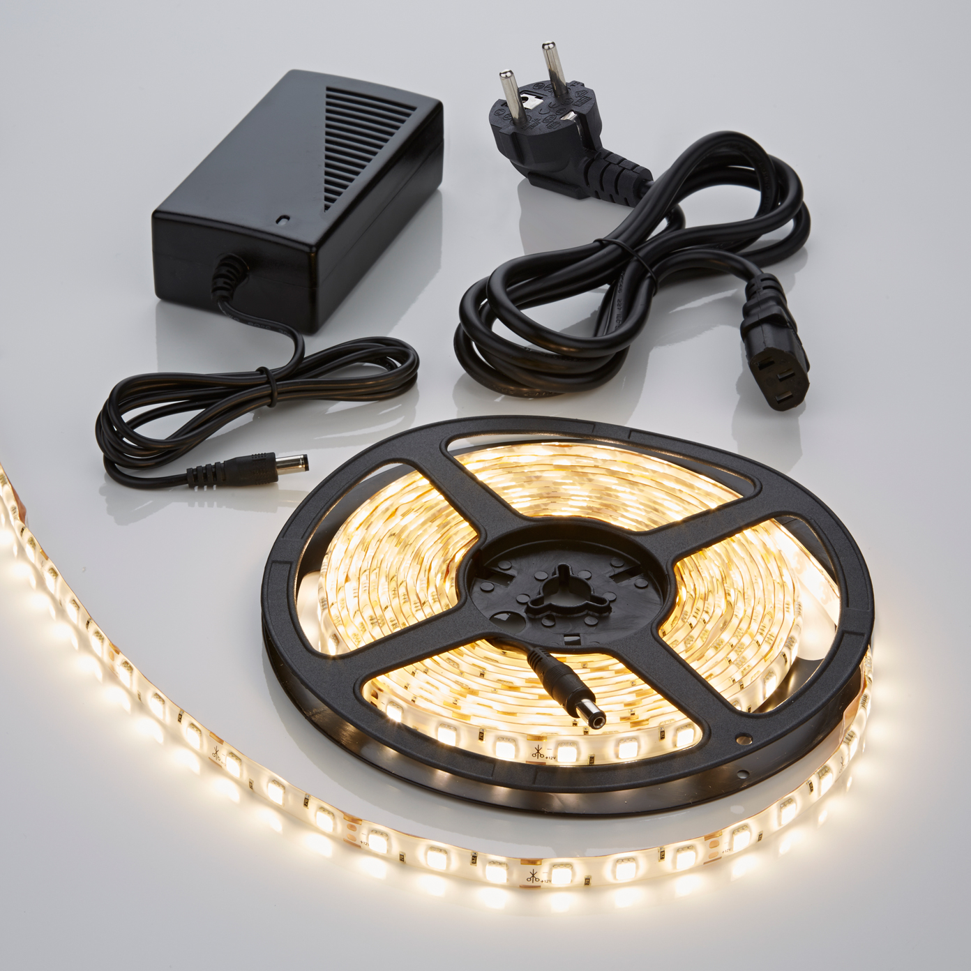 Biard Bande lumineuse 5 mètres 300 LED résistante à l'eau blanc chaud 5050 avec alimentation électrique