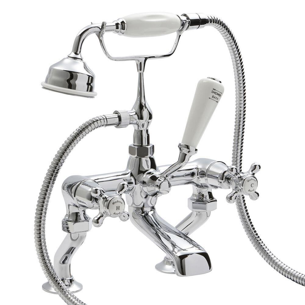 Robinet bain douche rétro - Blanc & Chrome -Topaz