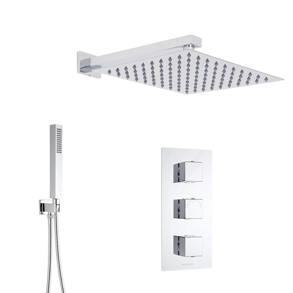 Kit Douche Thermostatique encastrable Cubique Pommeau 40x40cm & Douchette