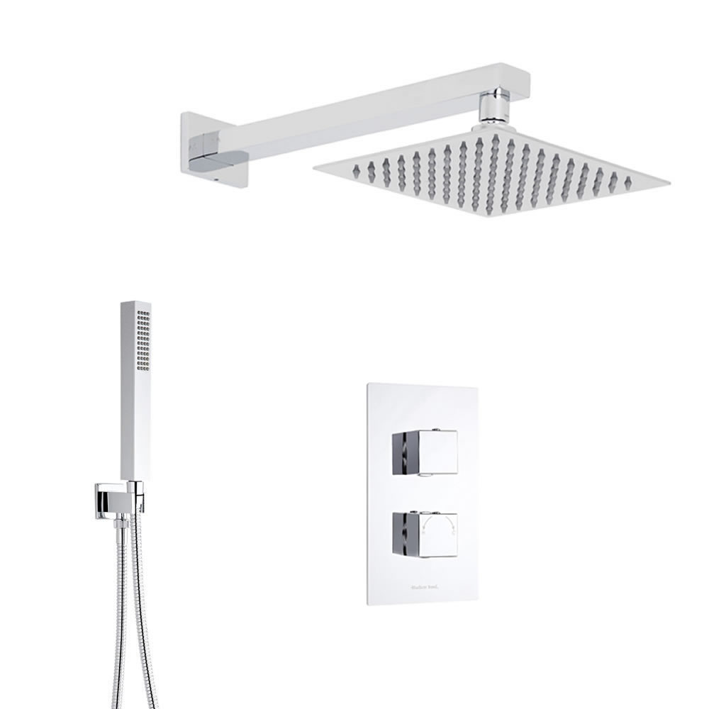 Kit Douche Thermostatique encastrable Style Cubique Pommeau 30x30cm & Douchette sur Clip
