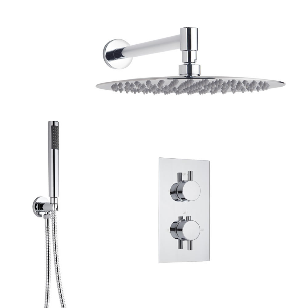 Kit Douche Thermostatique encastrable Pomme ronde Ø 30cm & Douchette sur Clip Ecco
