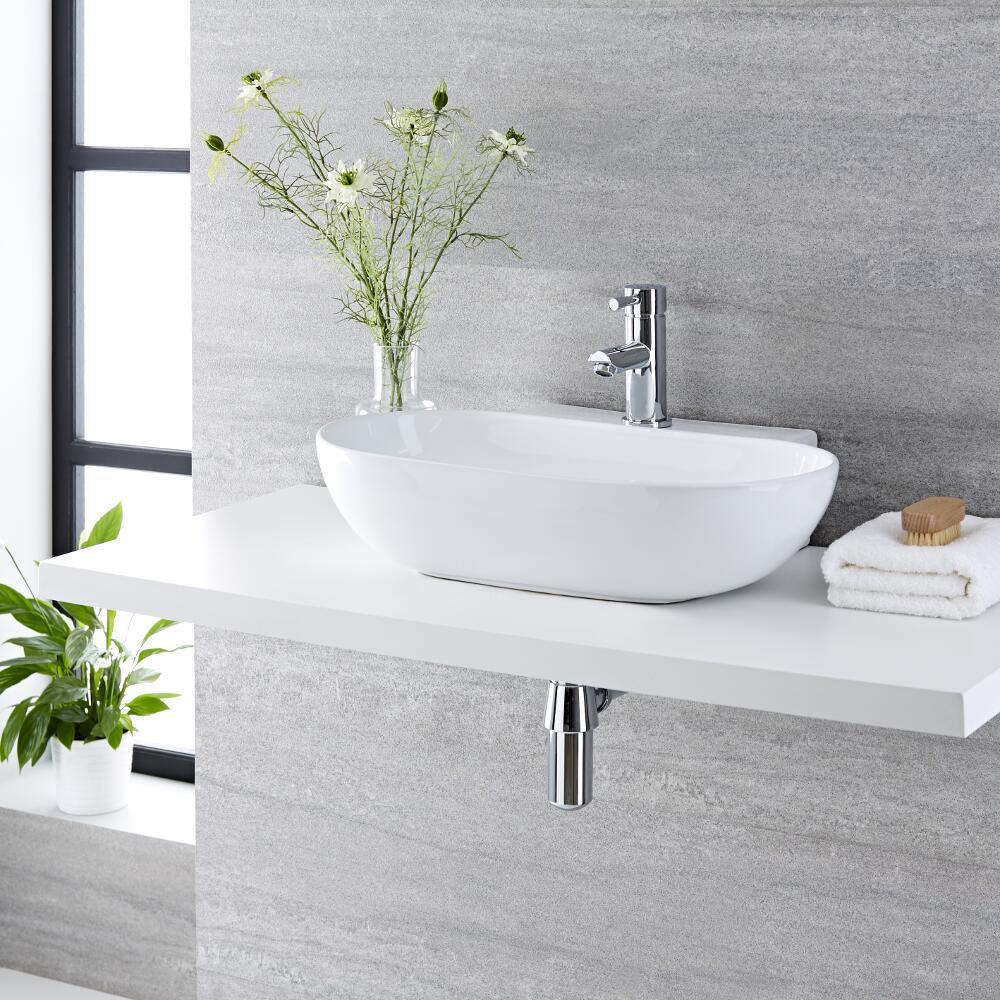 Vasque suspendue ovale 55.5 x 39.5cm Otterton & Mitigeur monotrou