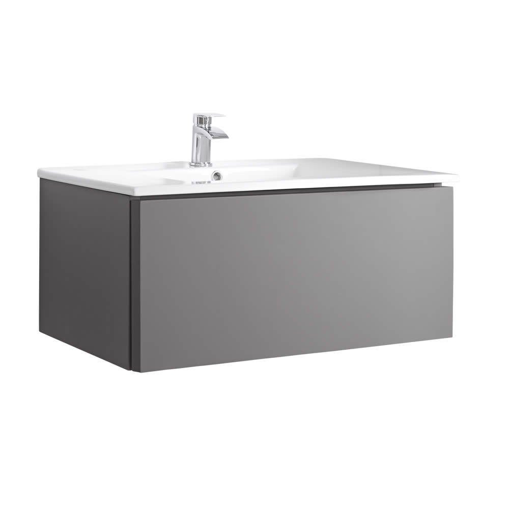 Meuble Lavabo 80cm Newington Gris Mat
