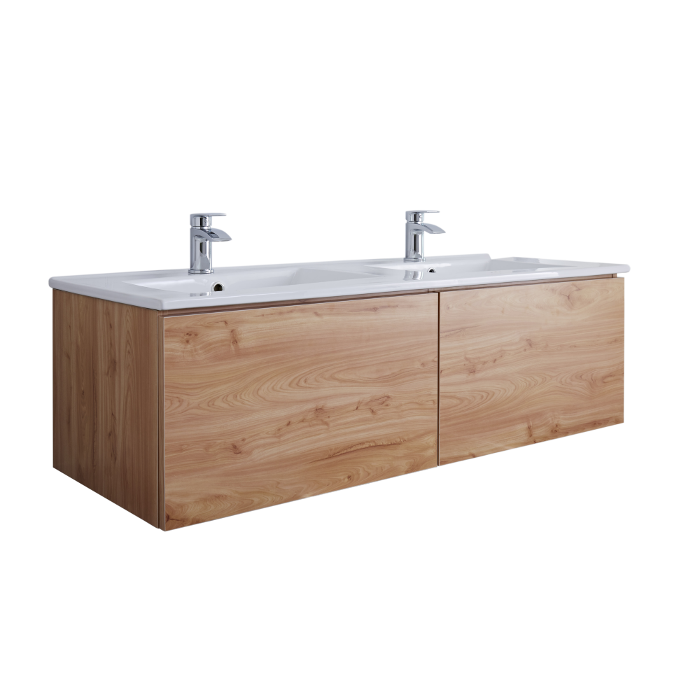Meuble Double vasque 120cm Newington Chêne Doré