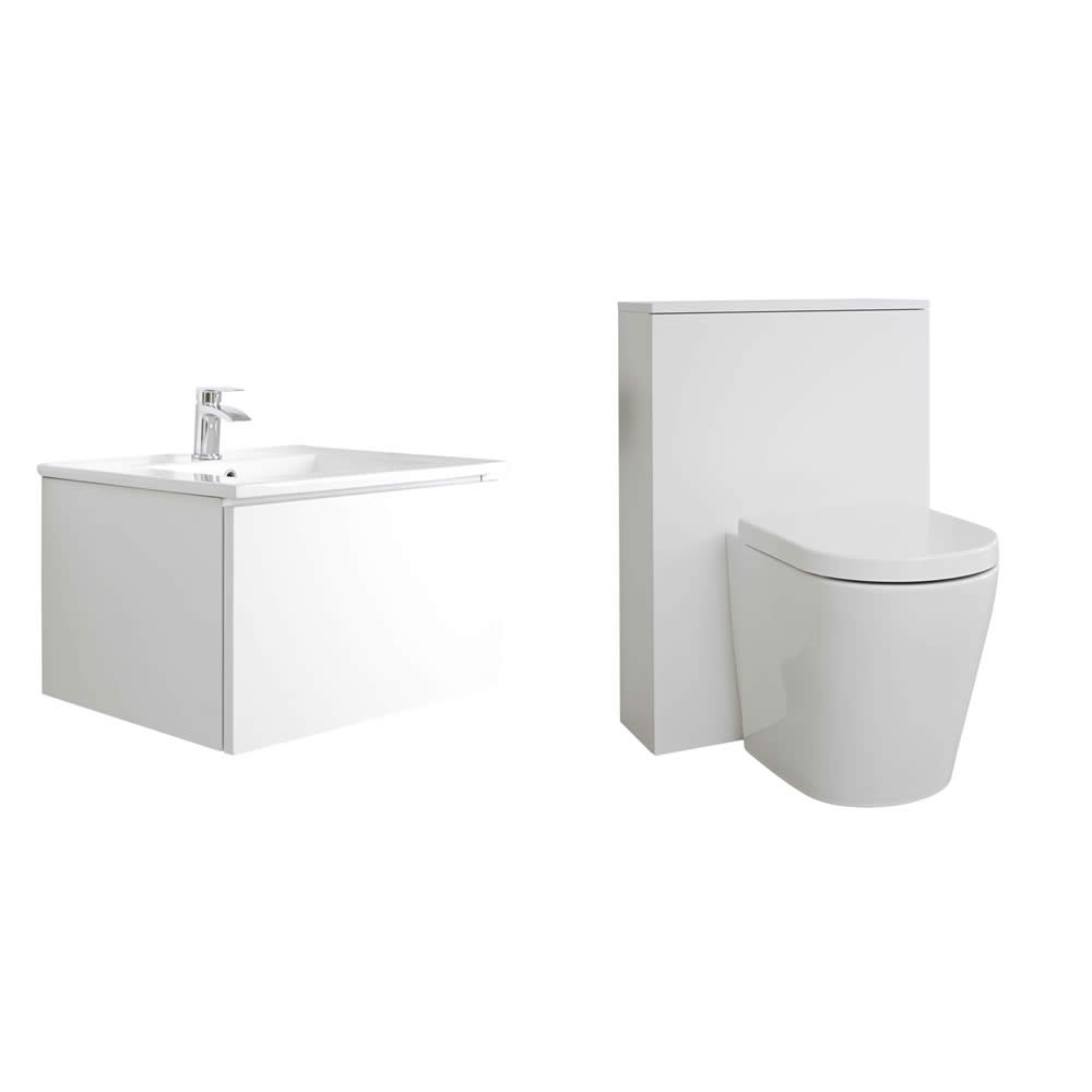 Meuble Lavabo Newington 60cm & Pack WC Blanc Mat