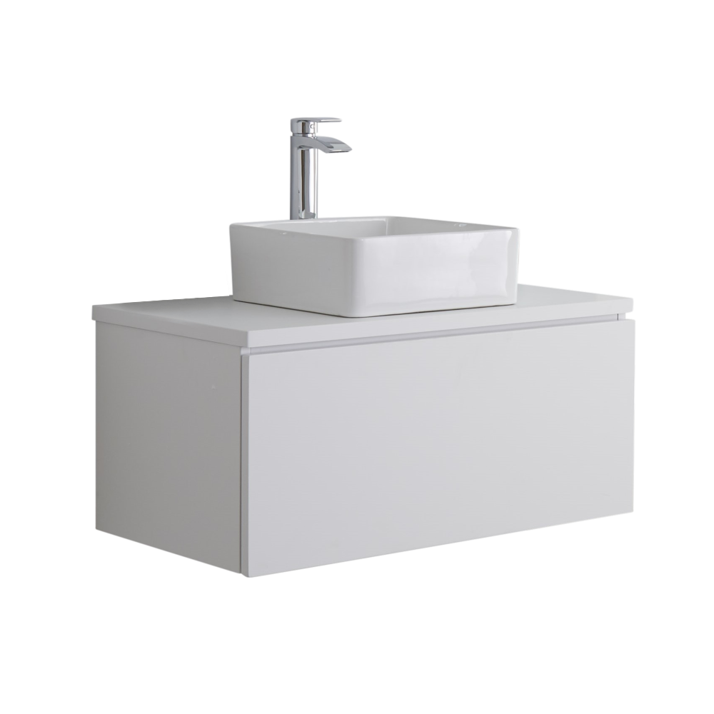 Meuble sous Lavabo Carré Blanc Mat Newington 80cm
